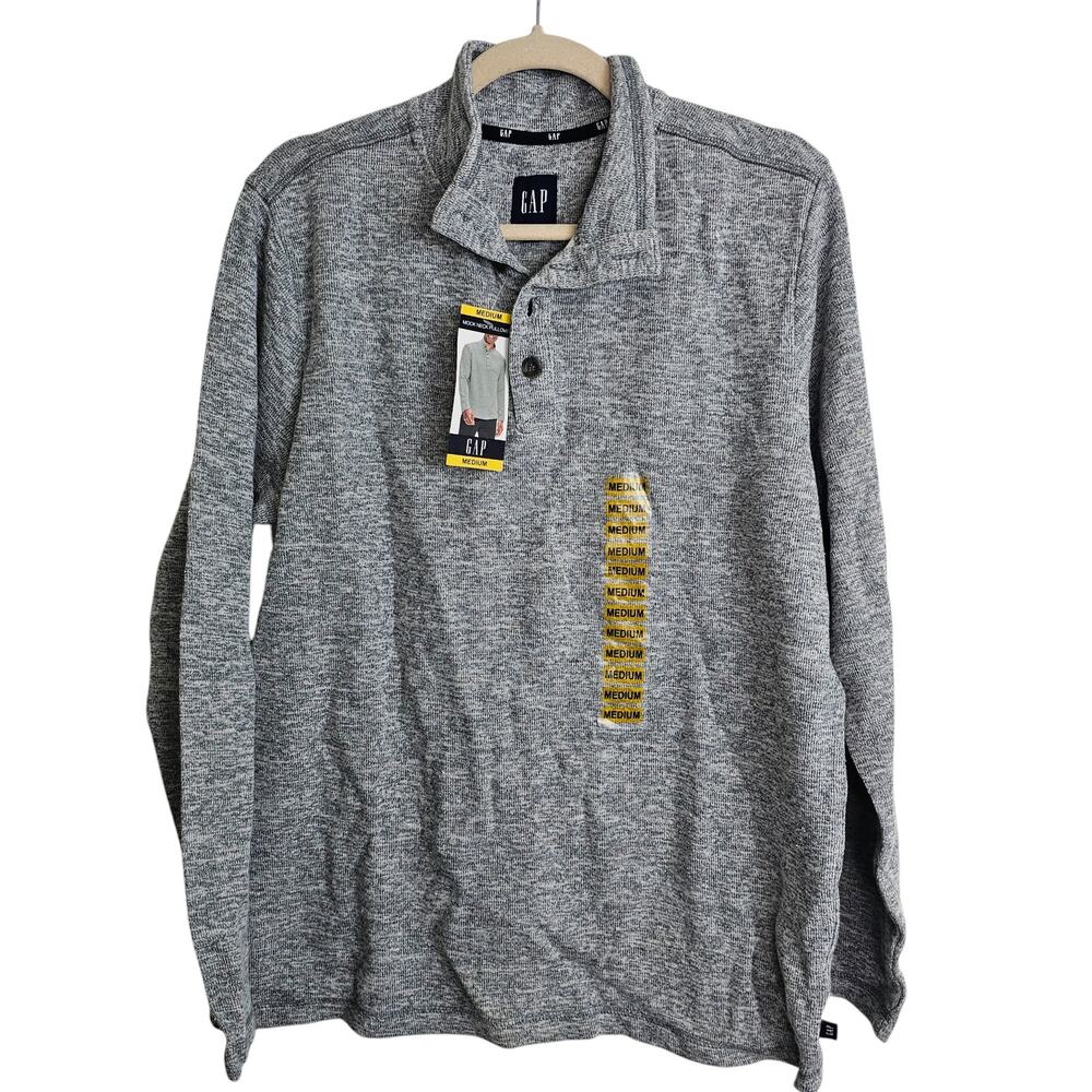 Gap Sweater Men M Gray Knit Sweater Men Mock Neck Sweater Men Pullover Sweater